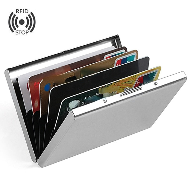 Fashion Aluminum Anti Magnetic Card Holder Women Men Metal Credit Card Business Card Holder Organizer Purse Wallet