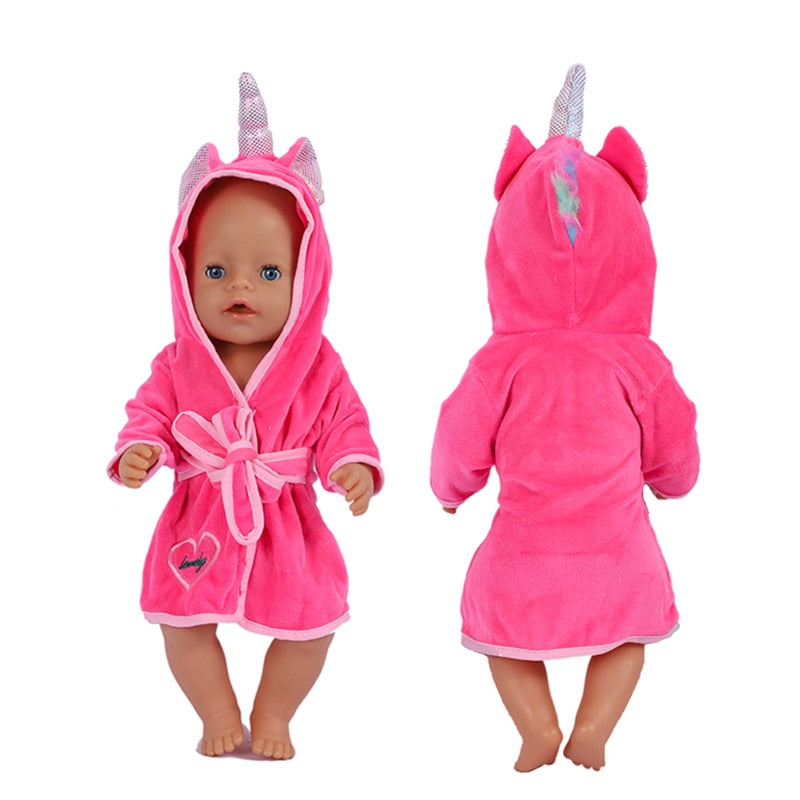 18 zoll Puppe Kleidung Einhorn Bademantel Anzug 43 Cm Puppe Kleidung Geboren Baby Fit Amerikanische Mädchen Puppe Zubehör Puppen für mädchen Geschenk