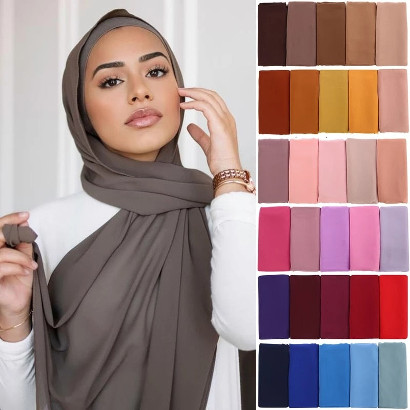 Muslim Chiffon Hijab Scarf Women Long Solid Color Head Wrap (180*70cm)