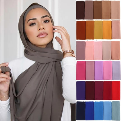 Muslimischer Chiffon Hijab Schal Frauen lange einfarbige Kopf wickel (180*70cm)