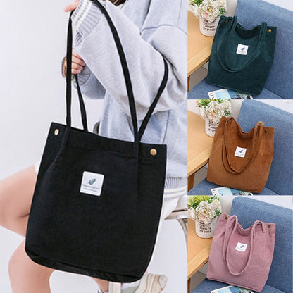 New corduroy shoulder bag for women cotton cloth versatile handbag