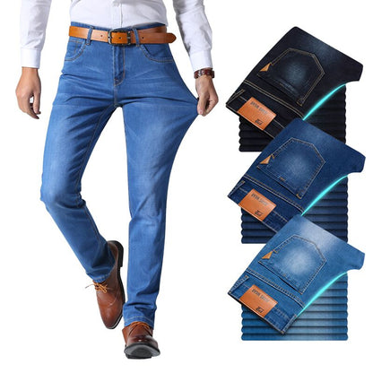 Klassischen Stil Männer Marke Jeans Business Casual Stretch Dünne Denim Hosen Licht Blau Schwarze Hose Männlichen