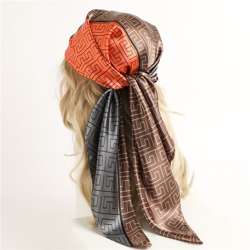 Neckerchief Shawl Wraps Print Silk Satin Scarf