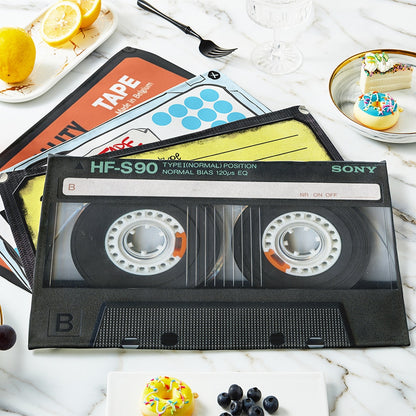 Vintage Cassette Music Tape Placemat Non-Slip Heat Resistant Washable Plate Mat For Dining Table Bowl Coaster Home Decor 42x32cm