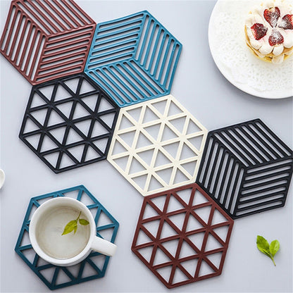 Silicone tableware insulating mat coaster hexagon silicone mats pad heat insulated bowl placemat home table decor kitchen tools