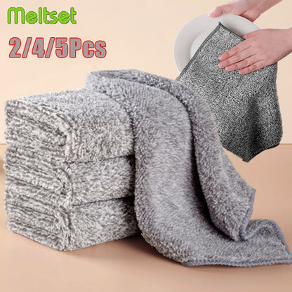 2/4/5Pcs Mikrofaser Küche Handtuch Set Bambus Fier Handtücher für Küche Serviette Weiche Gericht Saugfähigen Tuch reinigung Tuch Lumpen