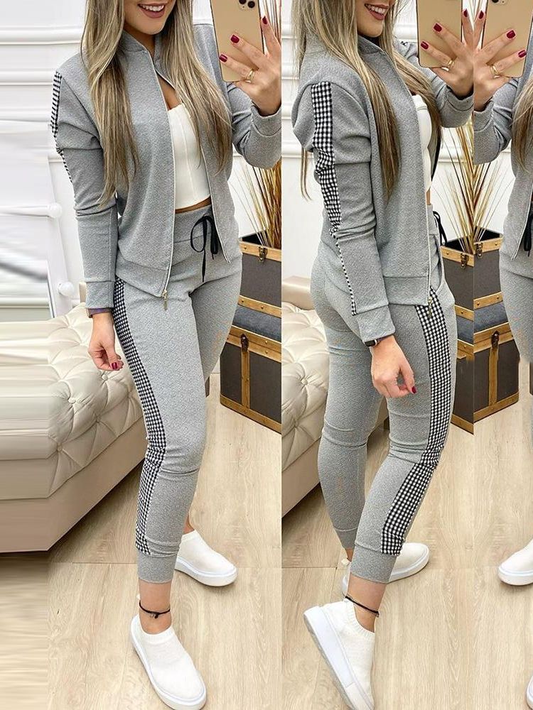 Women Two Piece Set Outfits Autumn Women's Tracksuit Zipper Top And Pants Casual Sport