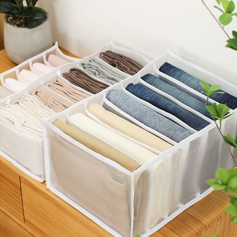 Jeans Fach Lagerung Box Closet Kleidung Schublade Mesh Trennung Box Stapeln Hosen Schublade Teiler Kann Gewaschen Startseite Organizer