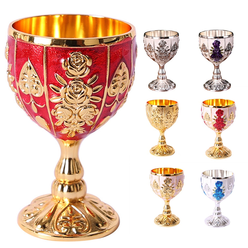 30/40ML Aluminum Alloy Glasses Retro Tableware Goblet Vintage European Style Spirit Champagne Glasses Bar Home Decor